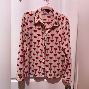 Top shop size small button up heart shirt